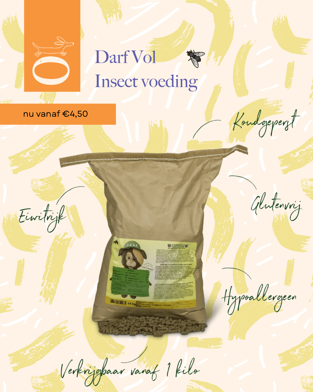 Darf hondenbrokken insecten hypoallergeen, koudgeperst en glutenvrij
