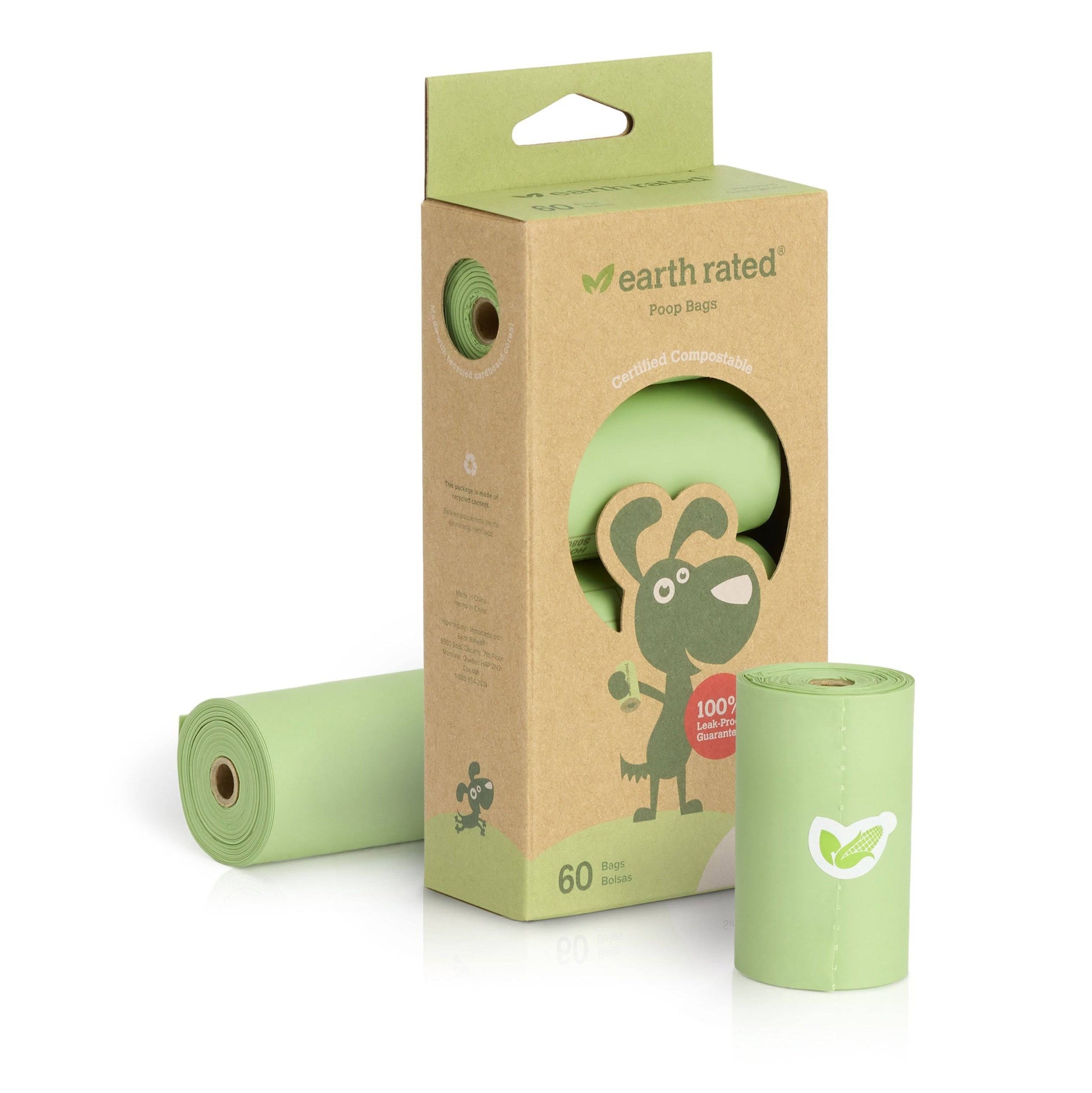 Poepzakjes biologisch afbreekbaar OK compost Earth rated 4 rollen á 15 stuks (60 stuks) - Dog Guardian