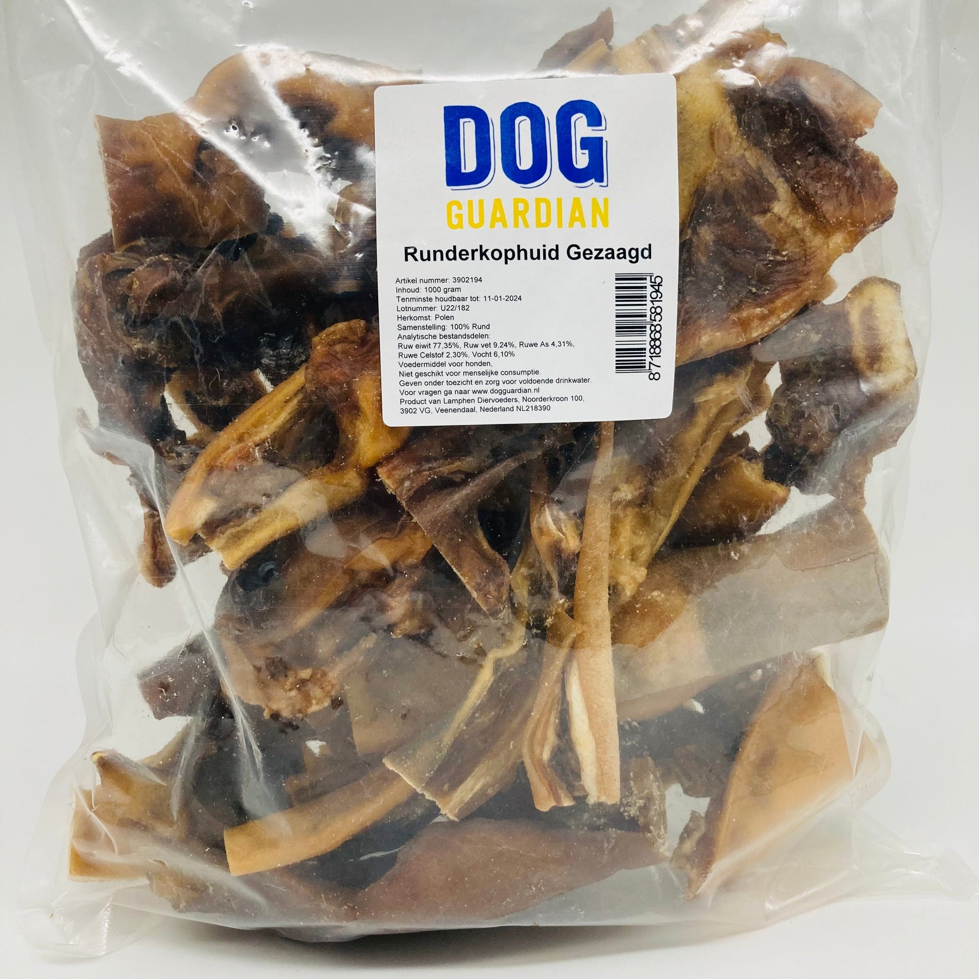 Runderkophuid 500g/1kg - Dog Guardian