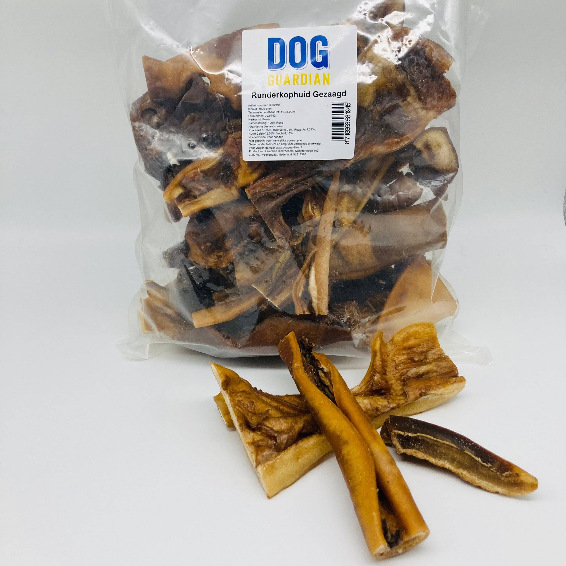 Runderkophuid 500g/1kg - Dog Guardian