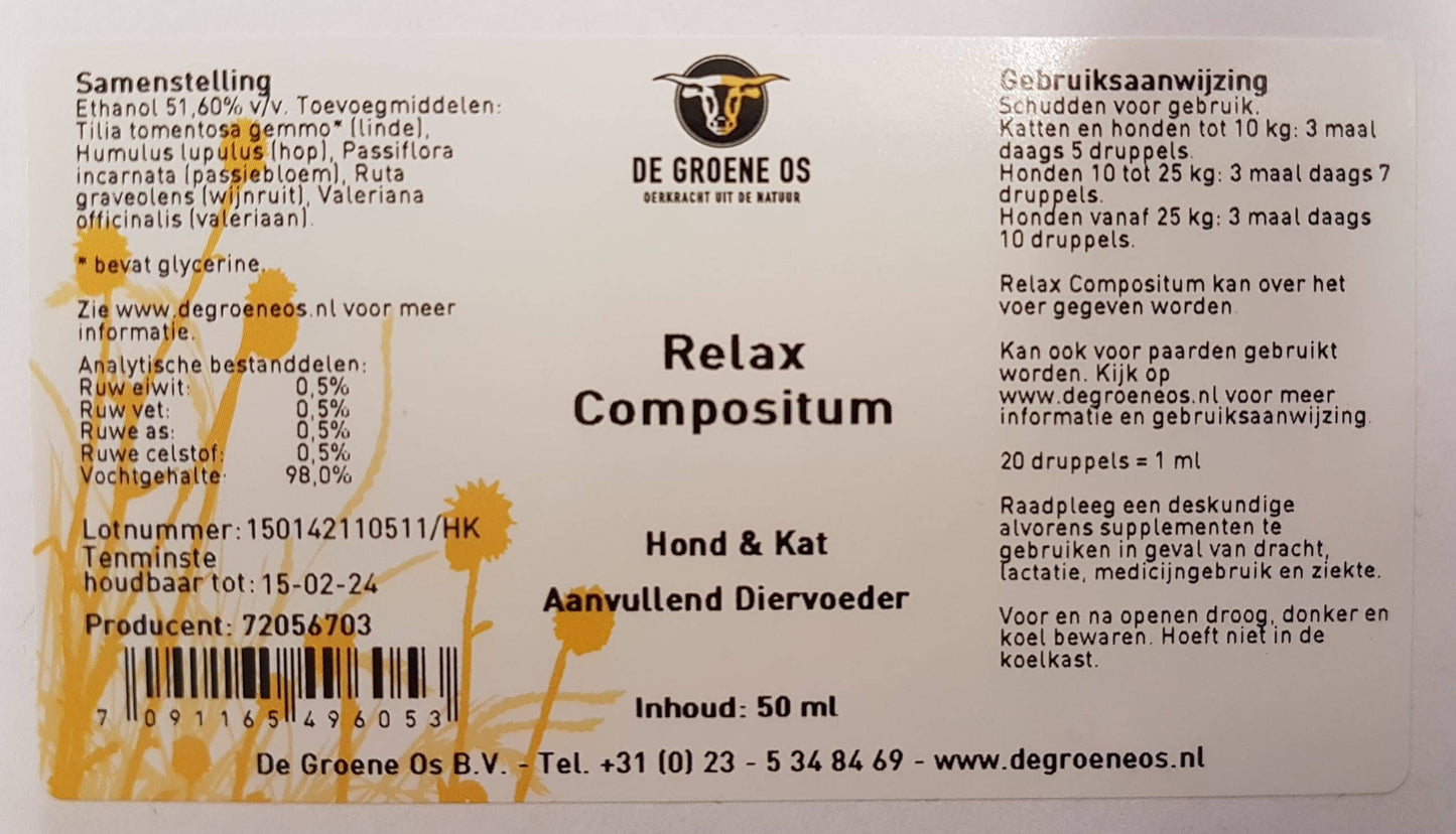 Relax Compositum 50ml de Groene Os - Dog Guardian